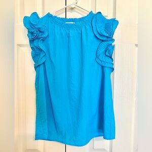 Medium Fun Spring/Summer Blouse Women’s Teal Boutique Top Excellent Condition
